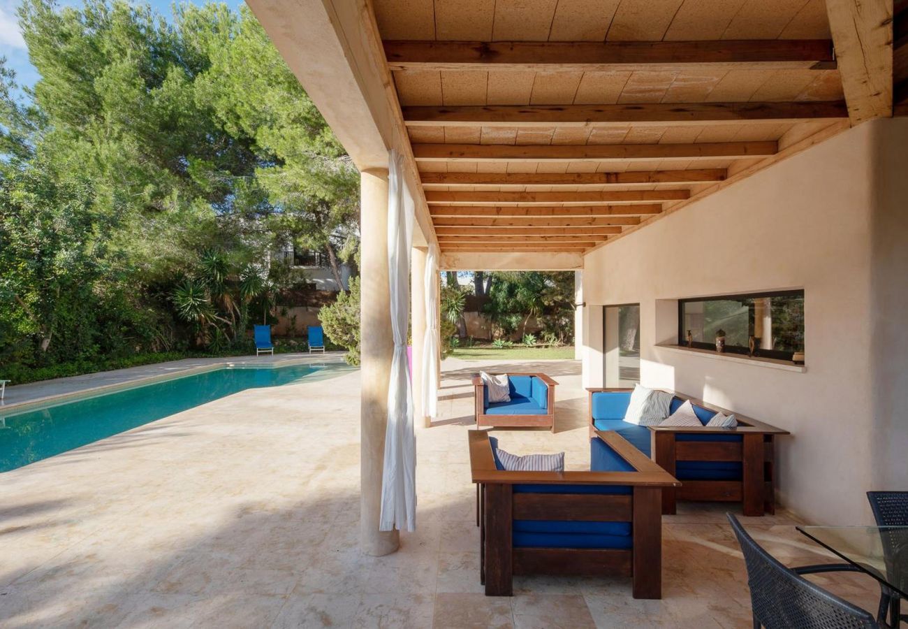 Terrace of the villa Can Lantana with very relaxing views