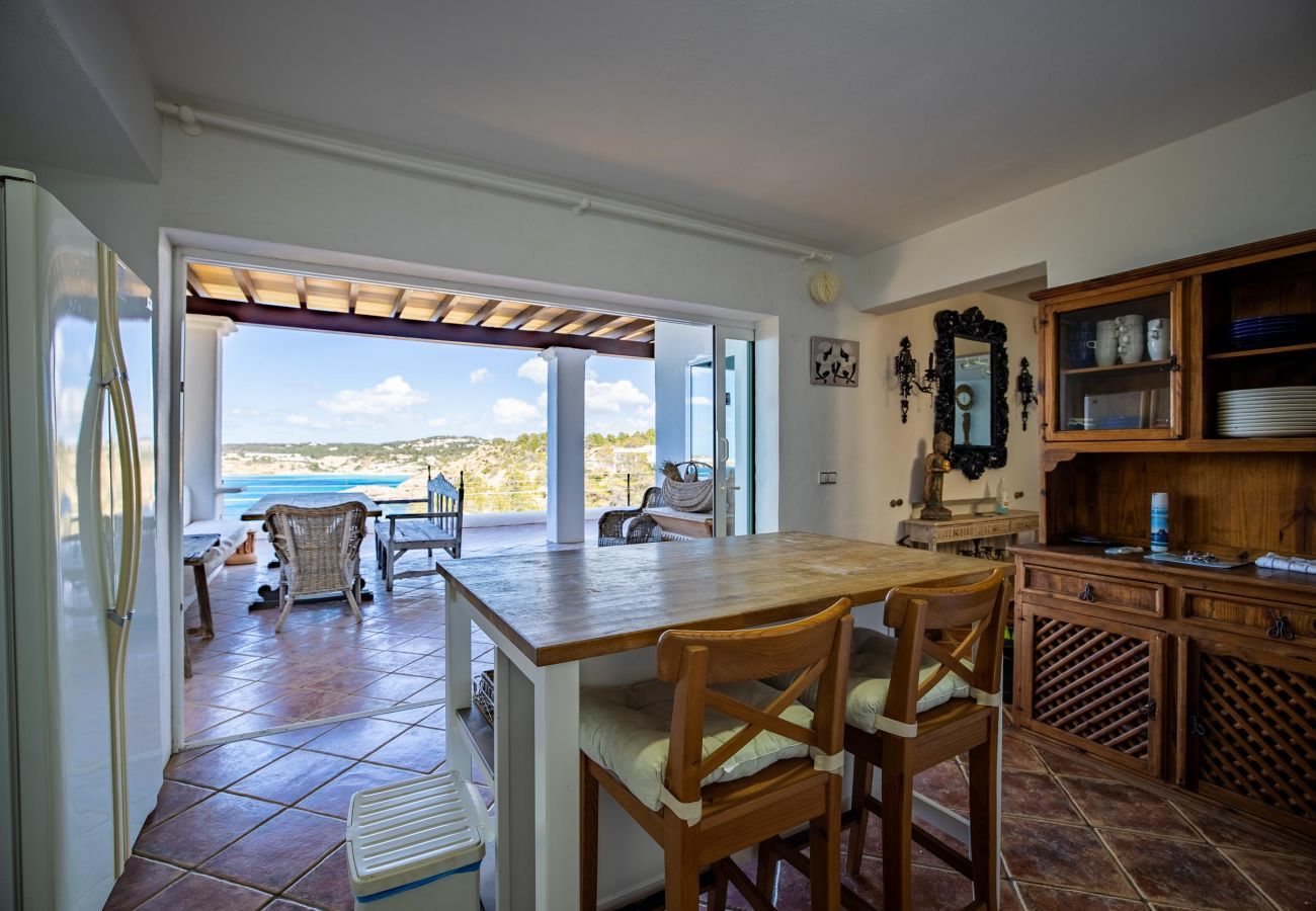 Indoor living room of the holiday villa Cala Vera in Ibiza